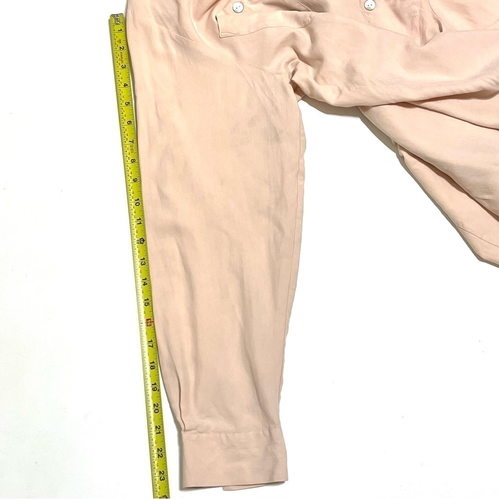 Edward Woman 100% SILK Light Salmon Long Sleeve Button Shirt Size XL - Picture 11 of 12